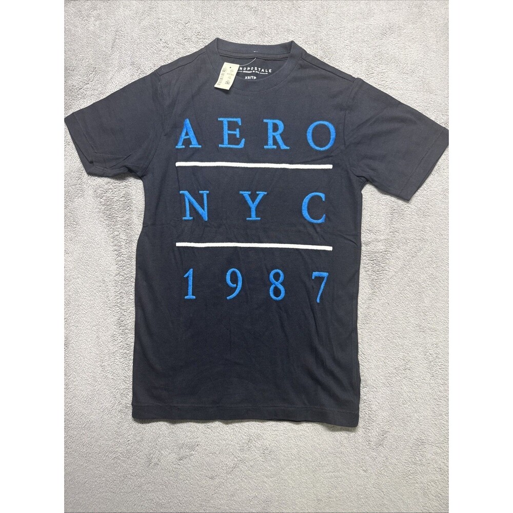 Aeropostale Black "AERO NYC 1987" Graphic Short Sleeves Men's T-shirt Size XS